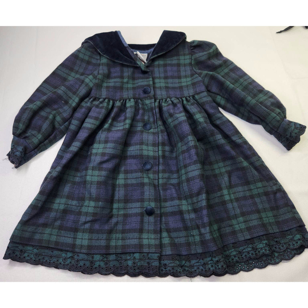 Good Lad Navy and Forest Green Plaid Long Sleeve Dress